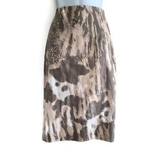 Tiger of Sweden Elia Skirt Tag Eur 34 Cream & Grey Abstract Print Pencil